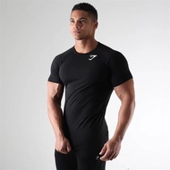 Gymshark ELEMENT Men's Sports Fitness Quick-Drying Breathable Elasticity Showing Body Slim Short Sleeves