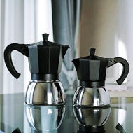 moka pot มอคค่าพอท อลูมิเนียม(สีดำ) ฐานสแตนเลส หรูหรา แข็งแรง ทนทาน เครื่องชงกาแฟ เครื่องมือสกัดกาแฟ