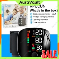 AuraVault Wrist Style Digital Blood Pressure Monitor Rechargeable With Big LCD Screen Voice