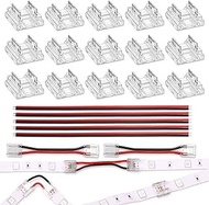 Sabary 4-In-1 Connector LED Connectors for 10mm 2 Pin COB LED Strip Lights, 15PCS Connectors, 5PCS 5