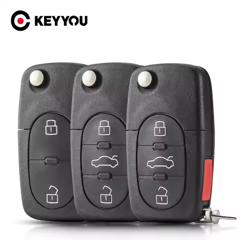 KEYYOU 2/3 Buttons Flip Folding Remote Control Key Case Shell For Audi TT A2 A3 A4 A6 A8 B5 RS4 Quat