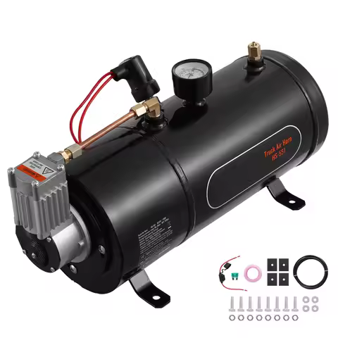 SucceBuy 12V Air Compressor with Tank 3/6 L Train Horn Air Compressor 120 psi Pressure Air Compresso