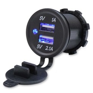 Dual USB 5V DC 12/24V Motorcycle Charger with LED Light