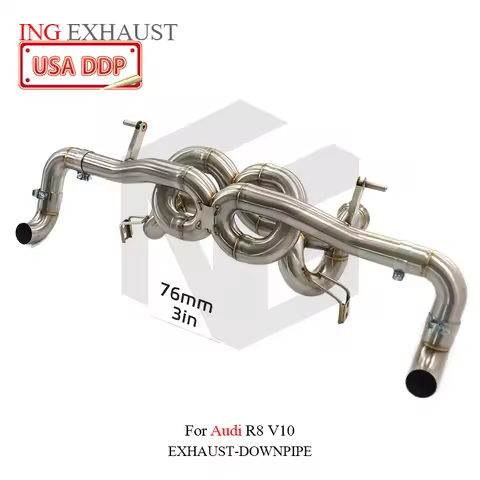 ING Stainless Steel Double X-Pipe High-Performance catback Exhaust System for Audi R8 V10 5.2L witho