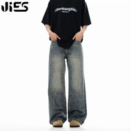 Jies Clothes Loose Fits Wide Leg Hight Design Jeans - Vintage Yellow D714