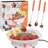 MasterChef Chocolate Fondue Maker- Deluxe Electric Dessert Fountain Fondue Pot Set w 4 Forks &amp; Party Serving Tray -Melting, Warming Caramel, Cheese, Sauce, Romantic Date, Fun Birthday Valentines Gift