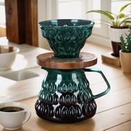 1Pc Progressive Color Glass V60 Drip Coffee Maker, 700 Ml Drip Glass Coffee Sharing Pot, With Glass