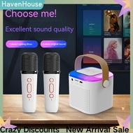 HavenHouse Portable Karaoke Set with 2 Mic Wireless Bluetooth Speaker Mini Speaker HIFI Stereo Sound Home Wireless