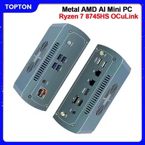 Topton Metal Gaming Mini PC OCuLink AMD Ryzen 7 8745HS R5 7640HS 2*DDR5 2*NVMe 2*2.5G LAN Firewall B