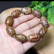 Agate Dzi Bracelet Nine-Eyed Dzi Bracelet Six-Character Mantra Three-Eyed Dzi Bracelet Weathered Sty