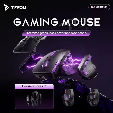 TAIDU TSG908 PRO MMO Gaming Mouse PAW3950 PAW3311 Sensor 16 Side Buttons DIY back cover 2.4G Wireles