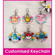 Pokemon / Pikachu Customised Cartoon Ring Name Keychain / Bag Tag / Christmas Gift Ideas / Present / Birthday Goodie Bag