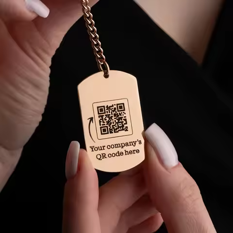 1 Piece Personalize QR Code Stainless Steel Keychain Carved Identity Tags Emergency Rescue Pendant J