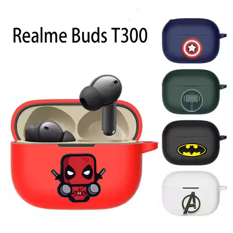 Anti-fall Silicone Cartoon Case for Realme Buds T100 Cover Protective Sleeve for Realme Buds T300 Fu