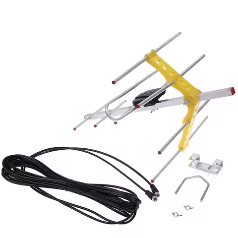 Hot Sale Outdoor 100Mile Amplified 8 Yagi Antenna HD TV 10dB Long Range UHF/VHF/FM HDTV
