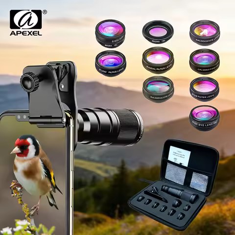 APEXEL 22X Phone Camera Lens 10IN1 Telescope Zoom Macro Fish Eye Lens For iPhone Samsung Smartphone 