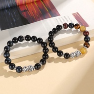 T Tiger Eye Stone New Chinese Style National Trendy Beaded Universal Bracelet Silver Pixiu 999 Whole