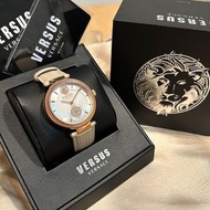 Versus Versace全新實拍米杏色奢華女錶 獅子頭 真皮皮革錶帶 手錶 凡賽斯旗下品牌