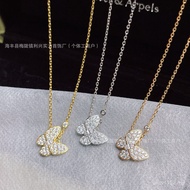Clavicle Chain High Version Butterfly V High-End Feeling Van's Pendant Necklace Full Diamond Female 