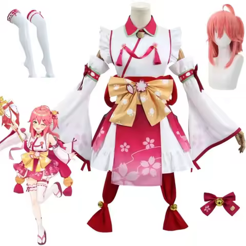 Sakura miko Cosplay Costume Vtuber Virtual idol Anime kimono style wig Hololive Sakura miko idol kim