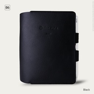 สมุดโน๊ต ปกหนังวัวแท้ สลักชื่อได้ แบบใช้ปากกาล็อค (Type-B) ขนาด B6