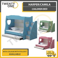 Twentyone Double Decker Children Bed With Pullout + Mattress(With Storage Staircase Available)