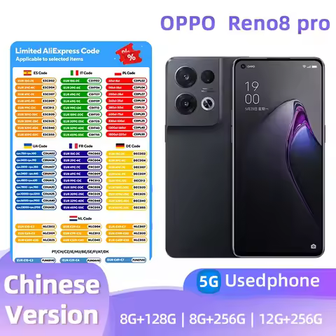 oppo Reno8 pro 5G Android 6.62 inches Screen 256GB ROM CPU Qualcomm Snapdragon 7 Gen1 50MP camera 45