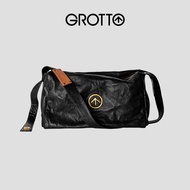 Grotto GROTO Genderlessism Blackstone Bag Imported from Italy Folded Genuine Leather Large-Capacity 