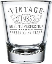 Vintage 1935 Etched 1.75oz 1pk Shot Glass β Happy 90th Birthday Gifts for Women Men, Cheers to Turni