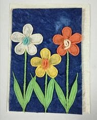 การ์ดอวยพร ลายดอกแพงพวย diy แฮนด์เมด ของขวัญ วันเกิด เทศกาล แสดงความยินดี (ขนาด M) Handmade Mulberry Paper Card with Blue Periwinkle Flowers (Size M)