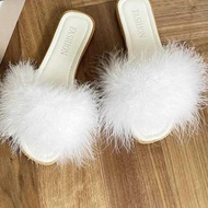 ew Summer Shoes For Women Ladies Slippers Women's Fashion Square Toe Furry Flat Slides Shoes Office