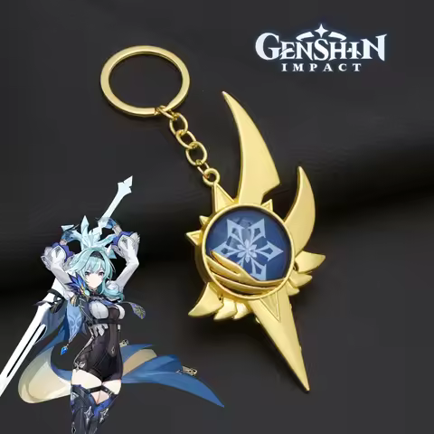Genshin Impact Eye Of Original God Eula Vision Keychain Double Sided Luminous Pendant Keyring For Wo