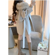 BlackSweety 🖤 Hepburn Woolen Hooded Coat Coat Coat Women Thick Coat Autumn Winter Coat Woolen Coat W