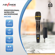 Microphone Profesional Advance MIC-105 / MIC105 Mic Wireless Silver Metalic - Garansi Resmi 1 Tahun