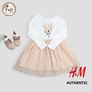 HM AUTH Christmas dress reindeer lace dress for children 2 years old 3 years old 4 years old 6 years