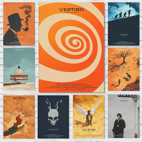 Vintage Minimalist Movie Poster Vertigo Se7en Harakiri Poor Thing Prints Canvas Painting Wall Art Pi