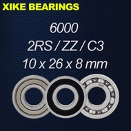 XIKE 6000-2RS/6000ZZ/6000/6000-2RSC3/6000ZZC3/6000C3 - Size 10x26x8mm Deep Groove Ball Bearings