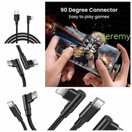 JEREMY1 90 Degrees Type C Cable, Nylon Braid 90 Degrees PD 60W Quick Charger Cord, Elbow Data Transm