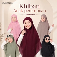 4SISTERS Girls' Hijab Khimar Bandana Square Ceruty Premium Syar'i 7-14 Years