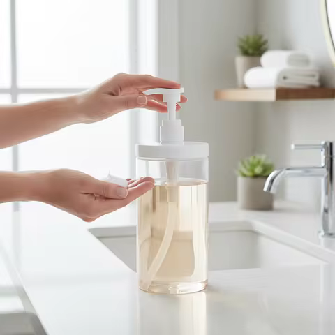Transparent Shampoo Container Press-Type Large Mouth Dispenser Bottle Press Type Refillable Bottle L