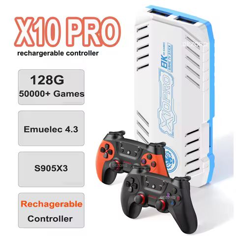 4K X10 Pro Game Stick HD Home Video Game Console Rechargerable Wireless Controller 3D Games 50 Emula