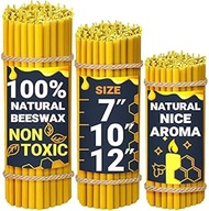Natural Candles 7” 15 pcs Best Candle Pure Deep Yellow Bee Wax with Great Honey Scent and Cotton Wic