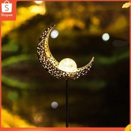 docooler.sg-SIP Solar Panel Moon Hollowed-Out Pattern Lawn Lamp Outdoor Stainless Steel Waterproof 2