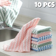 OLOE 10 Pcs Microfiber Kitchen Cloths with Zig Zag Striped Pattern