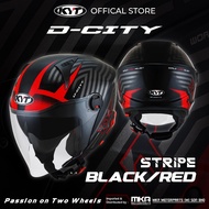 KYT HELMET D-CITY STRIPE GRAPHICS BLACK RED BLUE ORANGE OPEN FACE