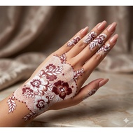 FREE  DIAMOND  Inai Sticker Maroon Red White Exclusive Henna Sticker Design Pengantin
