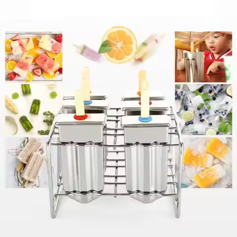 DIY Stainless Steel Ice Cream Mold 6 Holes Fruit Ice Cream Popsicle Maker