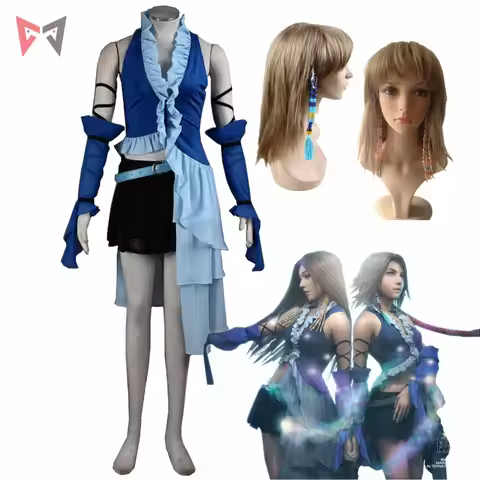 Final Fantasy XII cosplay Yuna Lenne Song cosplay costume and earrings set Halloween Blue dress Cust