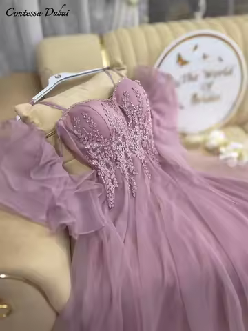 Contessa Dubai Custom Purple Princess Prom Dress With Lace Appliques Strapless vestidos de gala Eleg