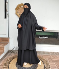 Gamis Set French Khimar Wolfis Exclusive | Dress Muslimah Niqob | One Set Syari French Khimar